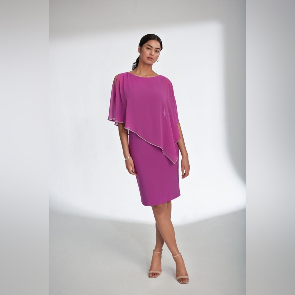 Joseph Ribcoff Tropical Purple Layered Dress
